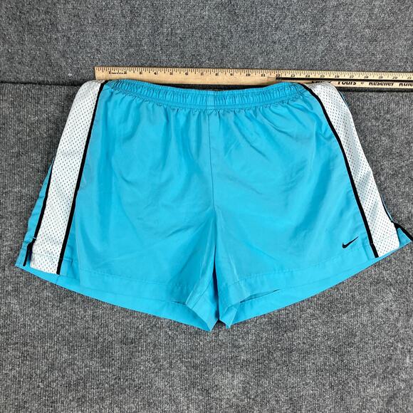 Nike Shorts Womens Size L Blue White Mesh Panel Dri-Fit Athletic Running Active - Picture 1 of 10